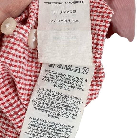 J.Crew Men Button Up Long Sleeve Shirt Office Preppy Red Slim Holiday Size Large - Picture 6 of 6